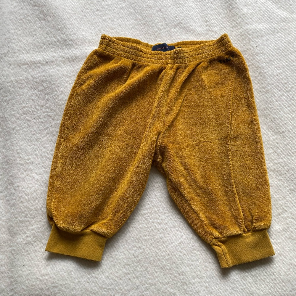 Tinycottons Mustard Velour Jogger Pants 18M Cozy Baby Toddler Sweatpants